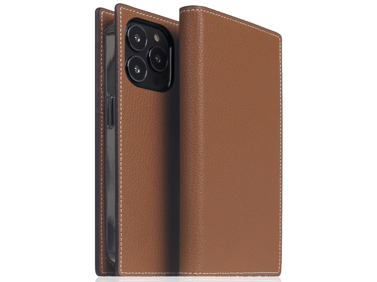 SLG Design D6 Leather Diary Case Bruin - iPhone 14 Pro hoesje Leer