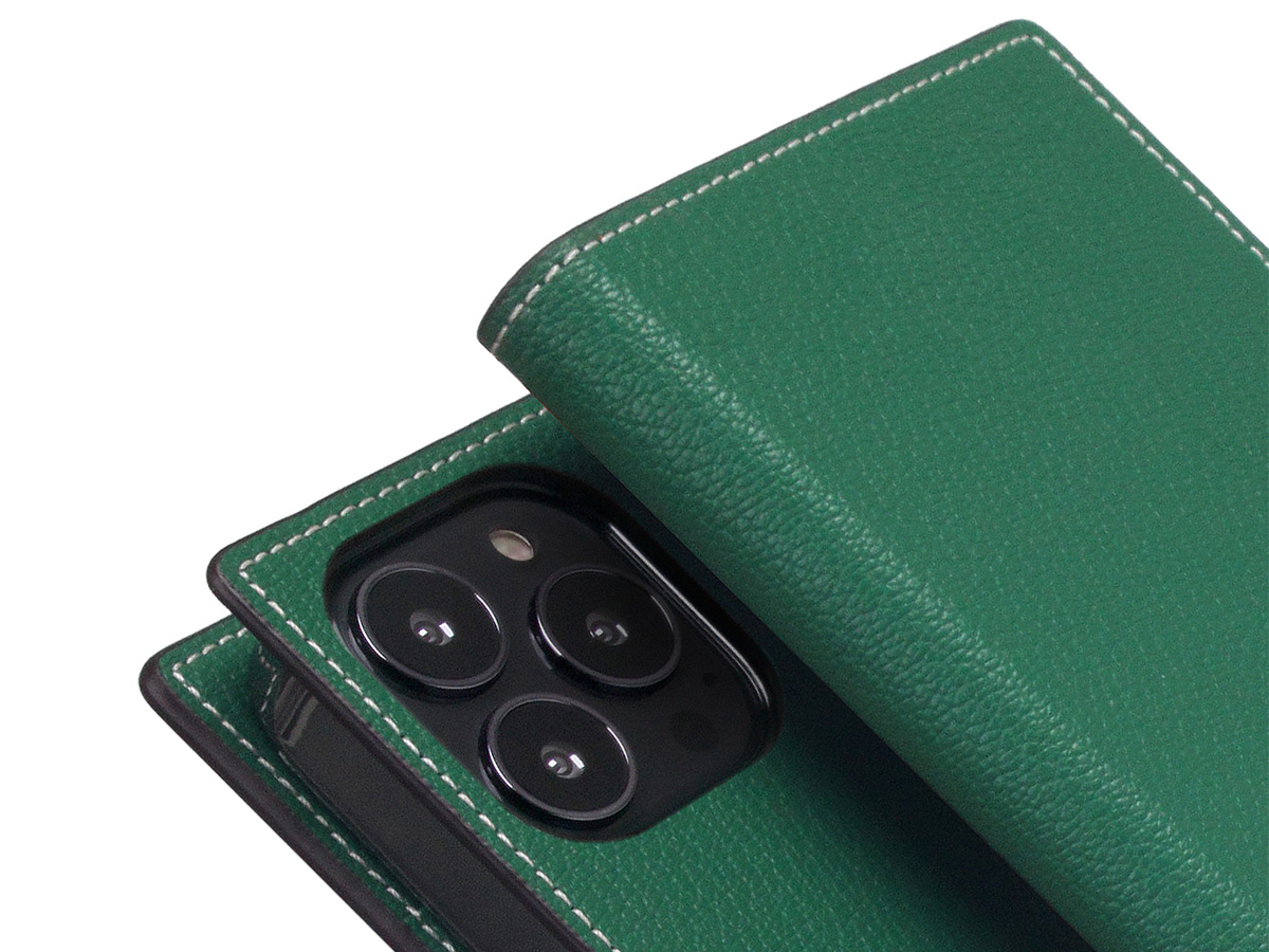 SLG Design D6 Leather Diary Case Groen - iPhone 14 Pro hoesje Leer