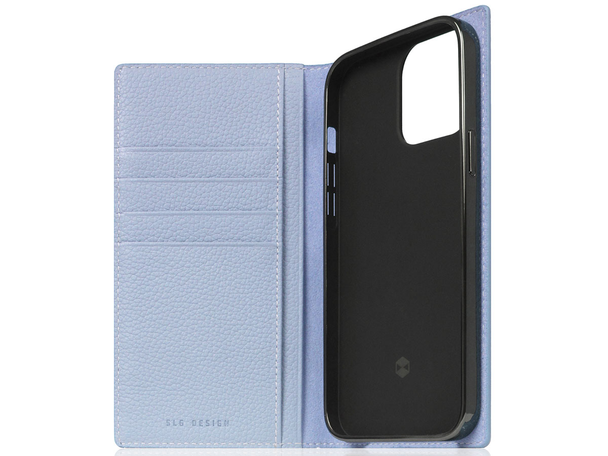 SLG Design D8 Folio Leer Powder Blue - iPhone 14 Pro hoesje