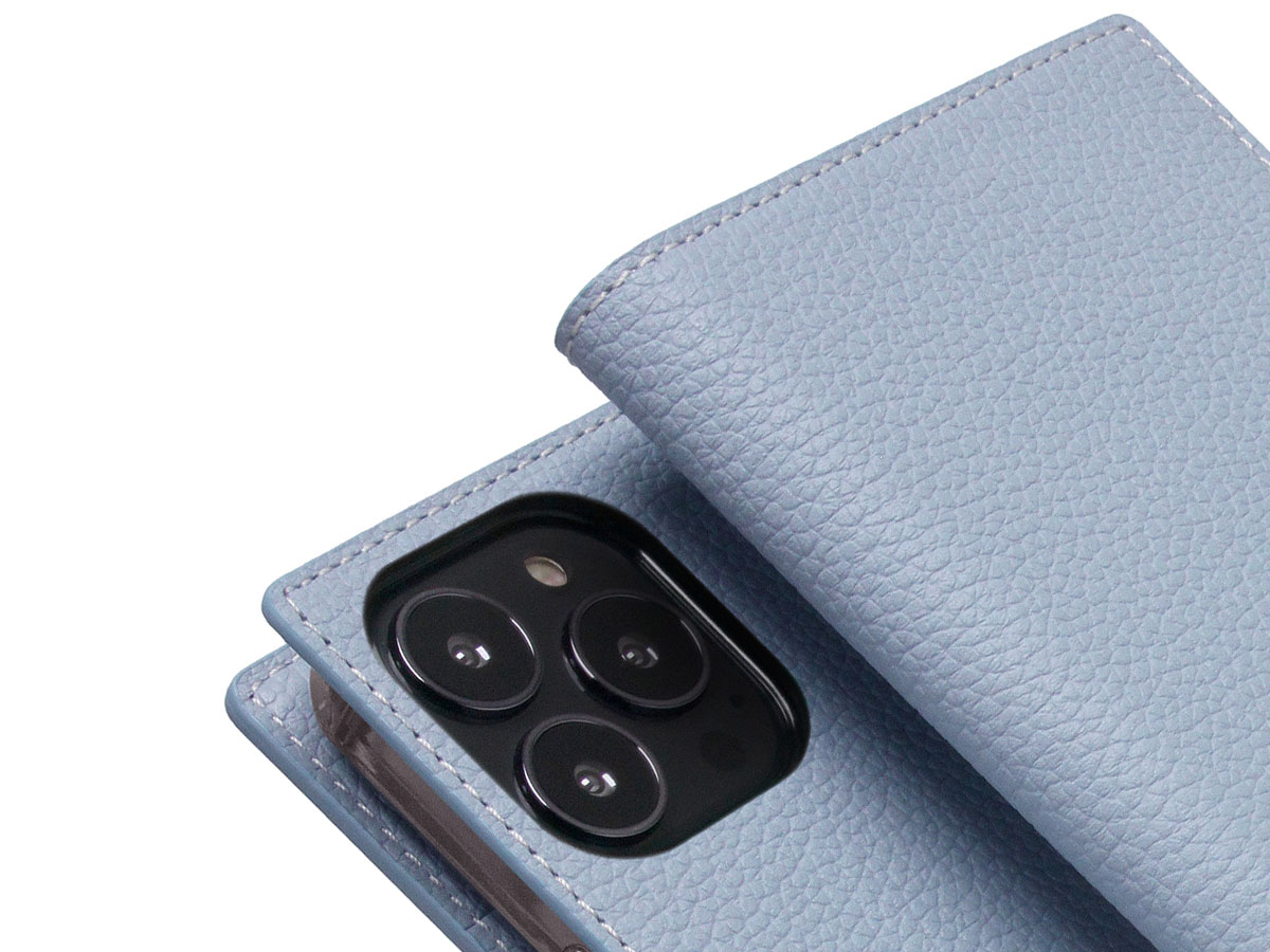 SLG Design D8 Folio Leer Powder Blue - iPhone 14 Pro hoesje