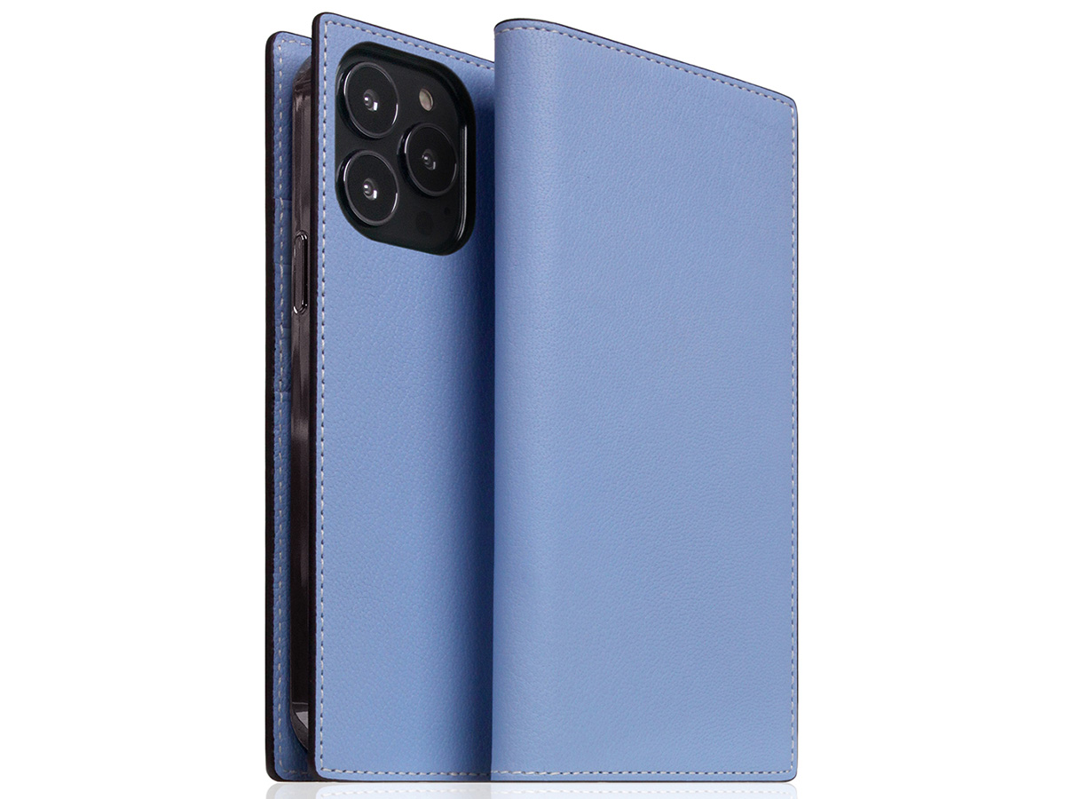 SLG Design D9 Chevere Chagrin Leer Blauw - iPhone 14 Pro hoesje