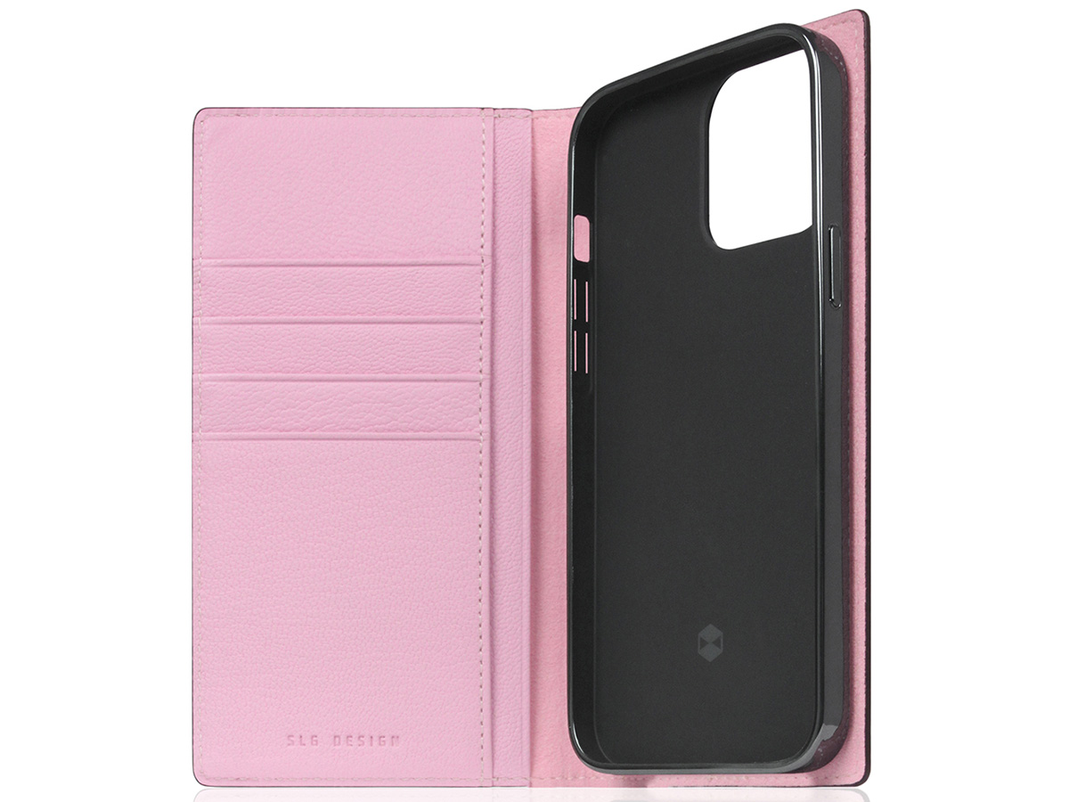 SLG Design D9 Chevere Chagrin Leer Roze - iPhone 14 Pro hoesje