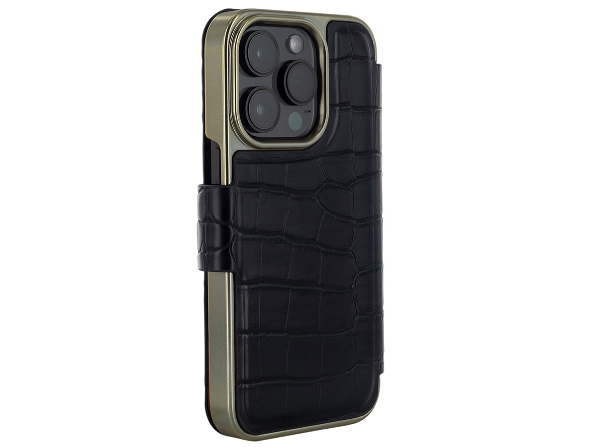 Ted Baker Black Croco Folio Case - iPhone 14 Pro Hoesje