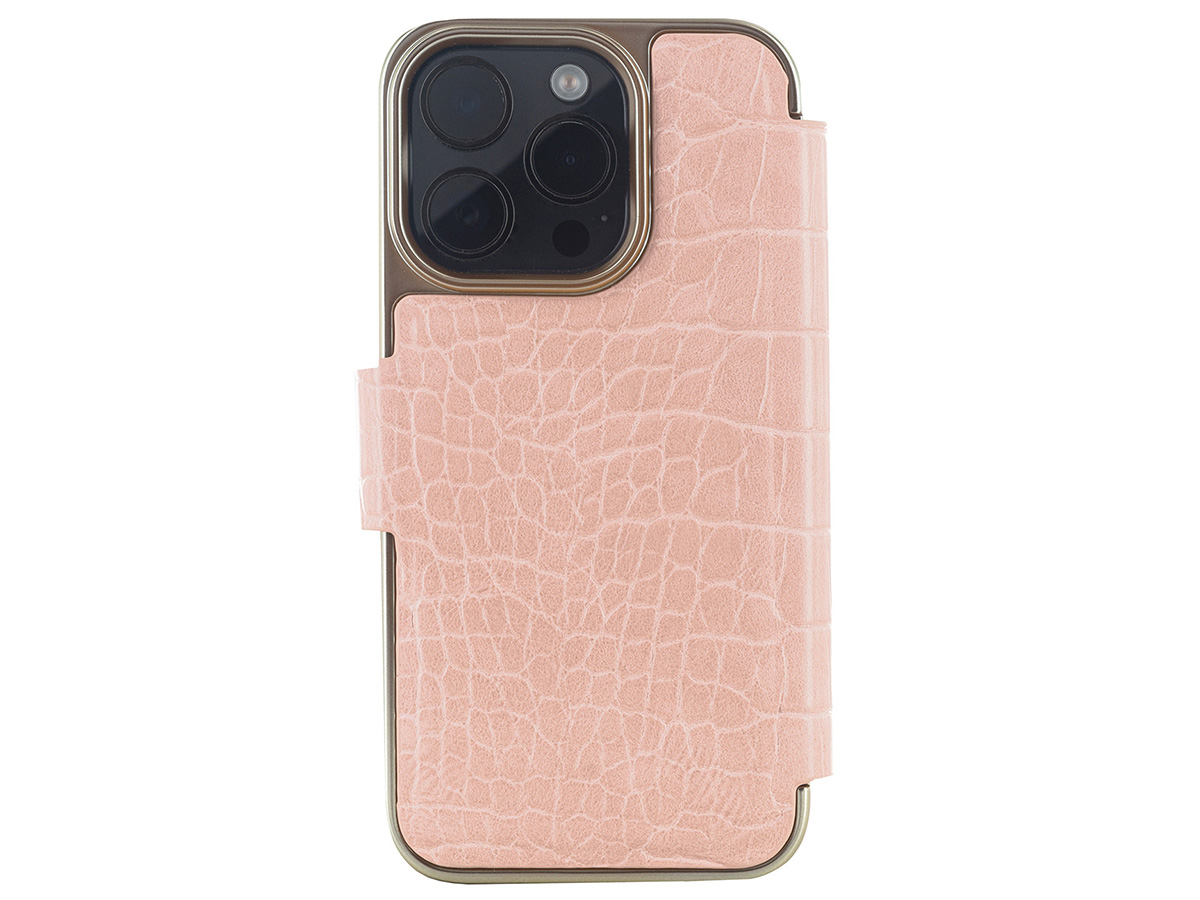 Ted Baker Pink Croco Folio Case - iPhone 14 Pro Hoesje