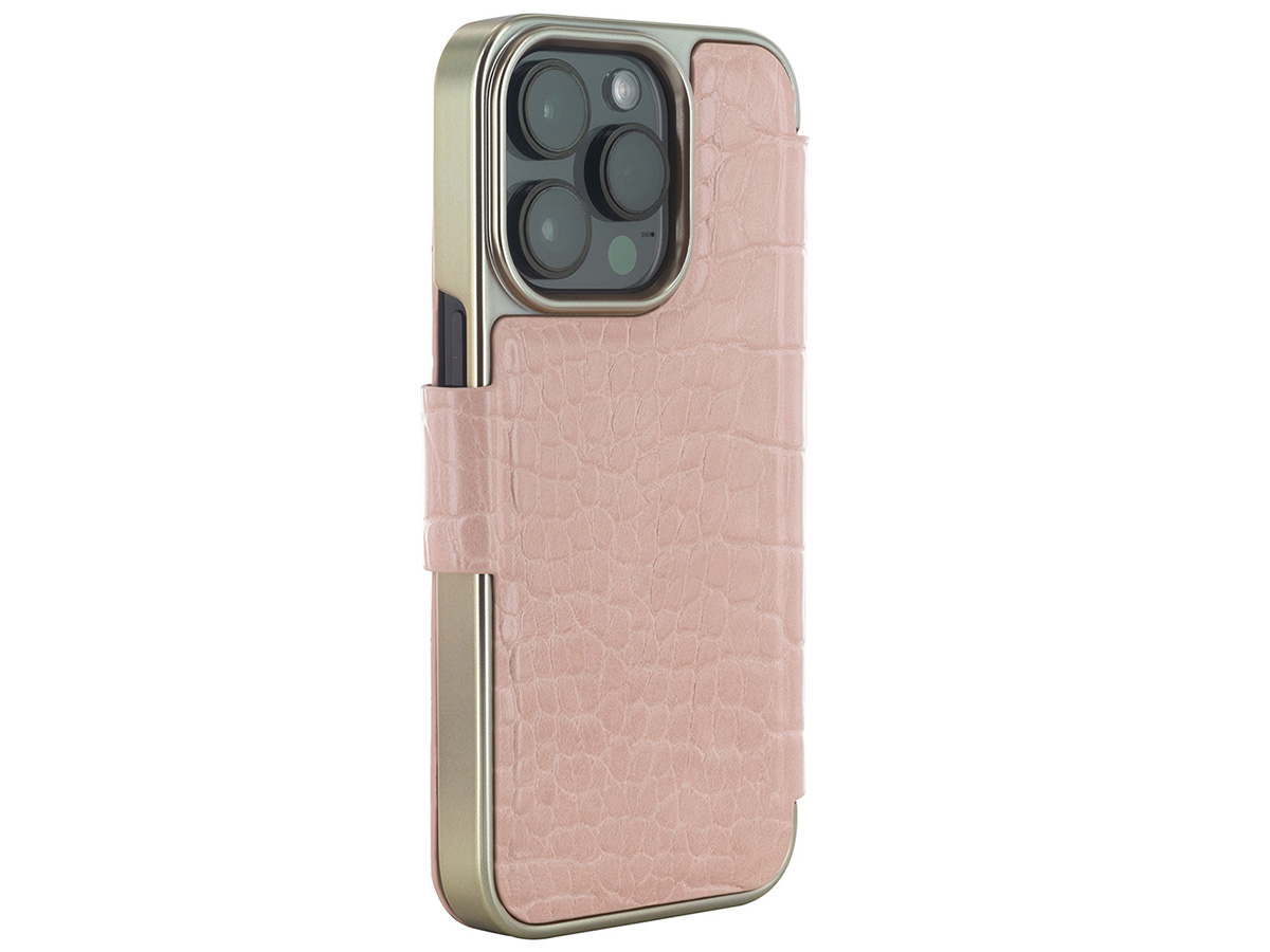 Ted Baker Pink Croco Folio Case - iPhone 14 Pro Hoesje