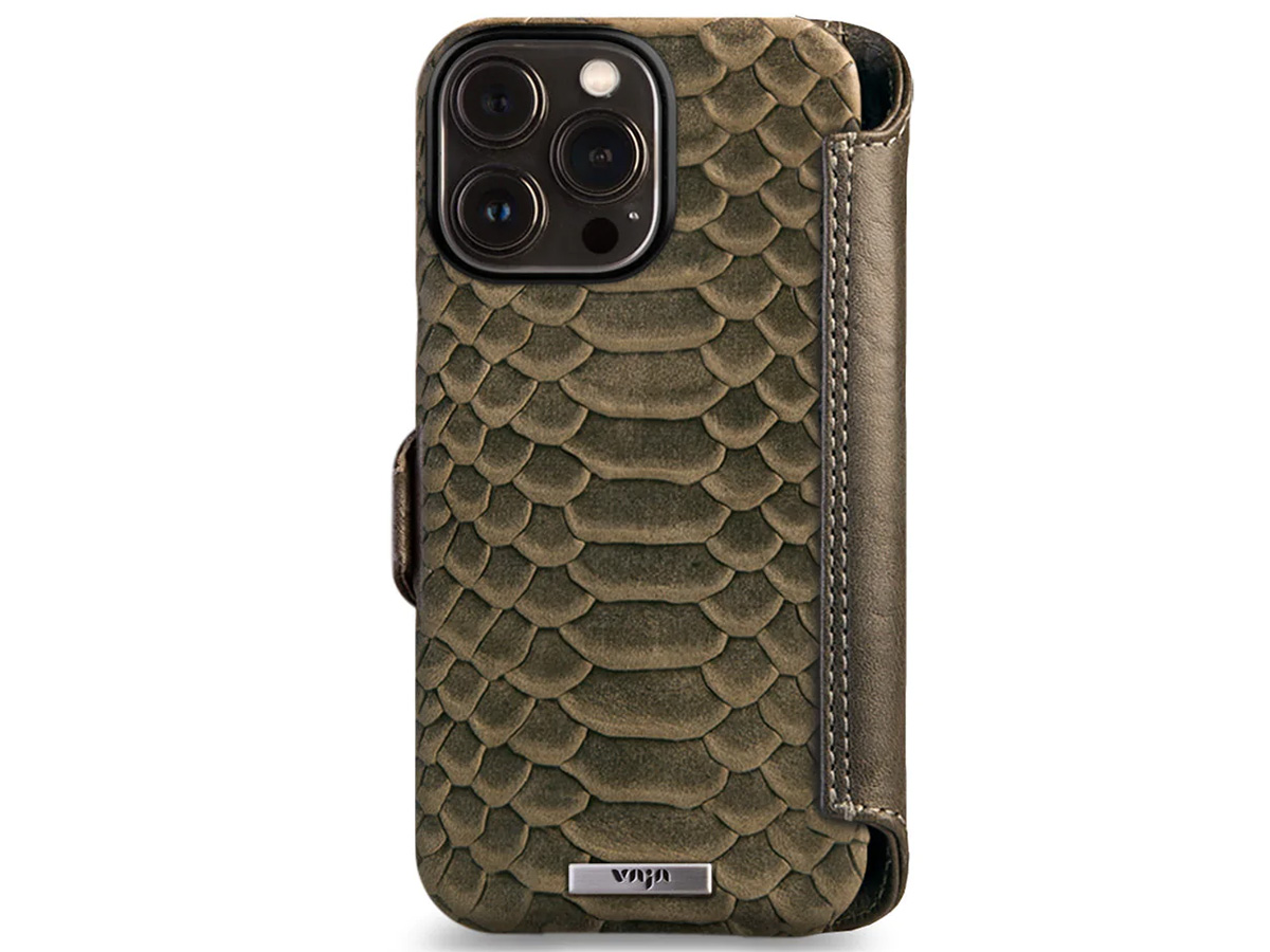 Vaja Kobra Wallet Leather Case MagSafe Groen - iPhone 14 Pro Hoesje Leer