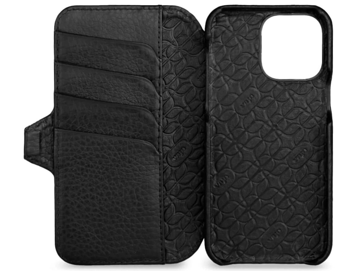 Vaja Wallet Leather Case MagSafe Zwart - iPhone 14 Pro Hoesje Leer