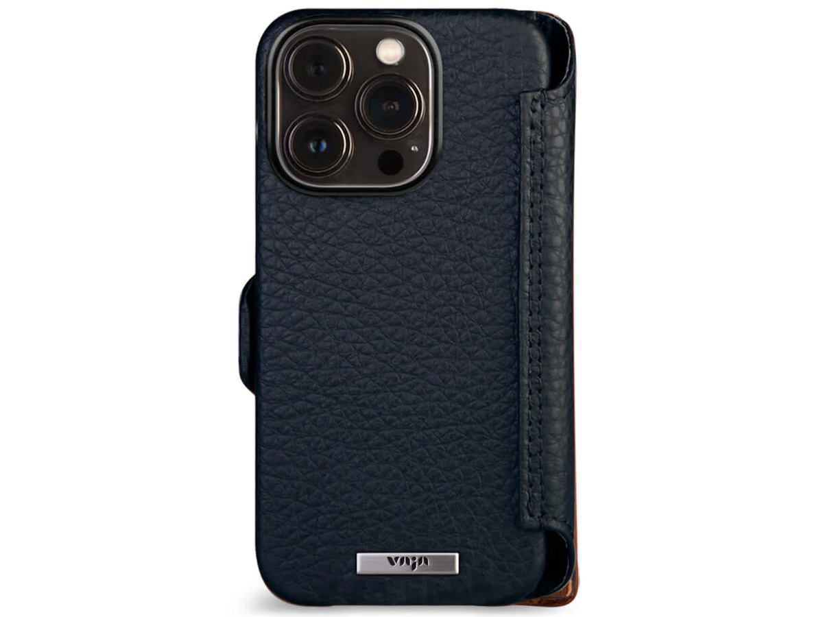 Vaja Wallet Leather Case MagSafe Donkerblauw - iPhone 14 Pro Hoesje Leer