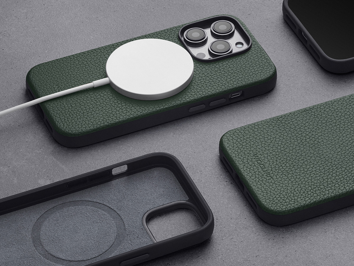 Woolnut Leather Case Groen - iPhone 14 Pro hoesje