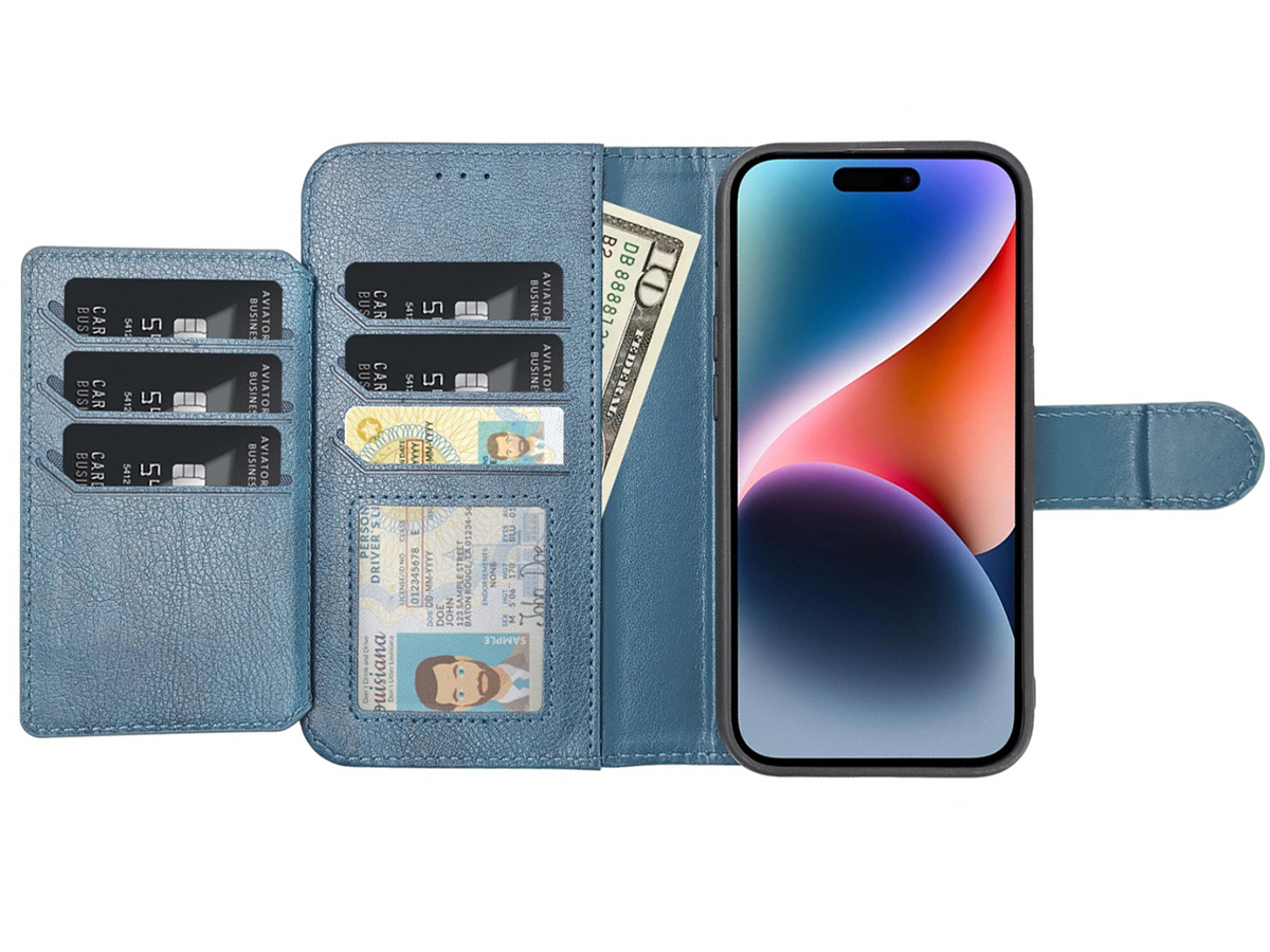 CaseMania 2in1 Magnetic XL Bookcase Blauw - iPhone 14 Pro Max Hoesje