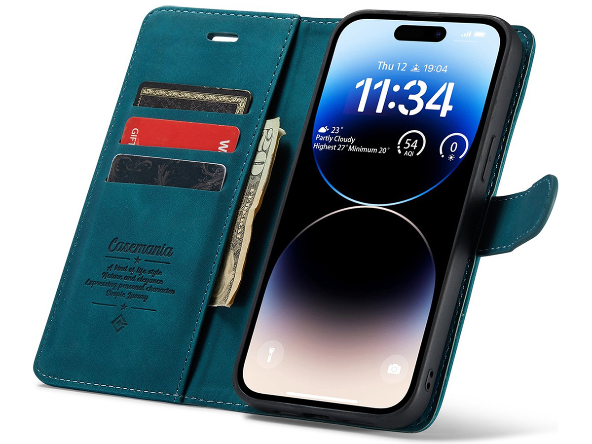 CaseMe 2in1 Magnetic Bookcase Groen - iPhone 14 Pro Max Hoesje