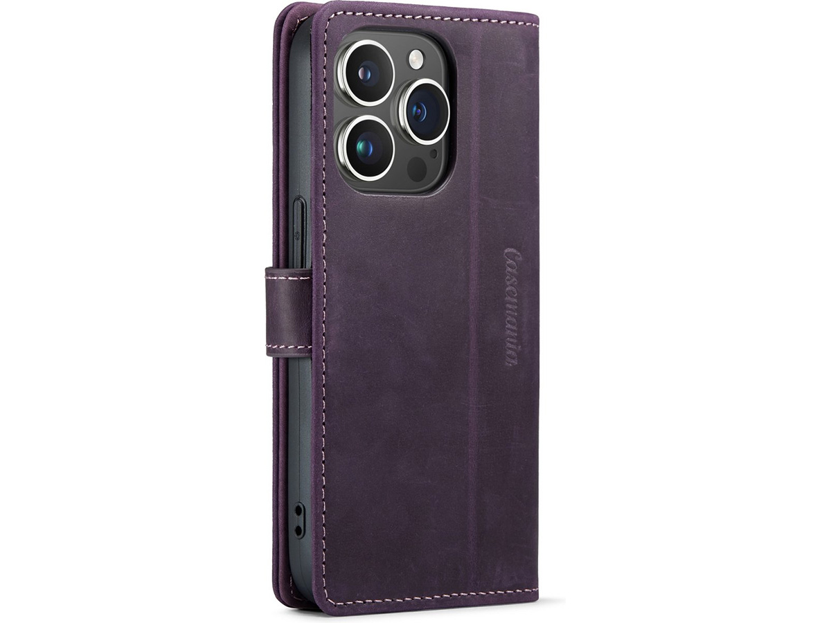 CaseMe Vintage Leather Case Paars - iPhone 14 Pro Max hoesje