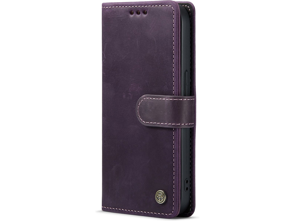 CaseMe Vintage Leather Case Paars - iPhone 14 Pro Max hoesje