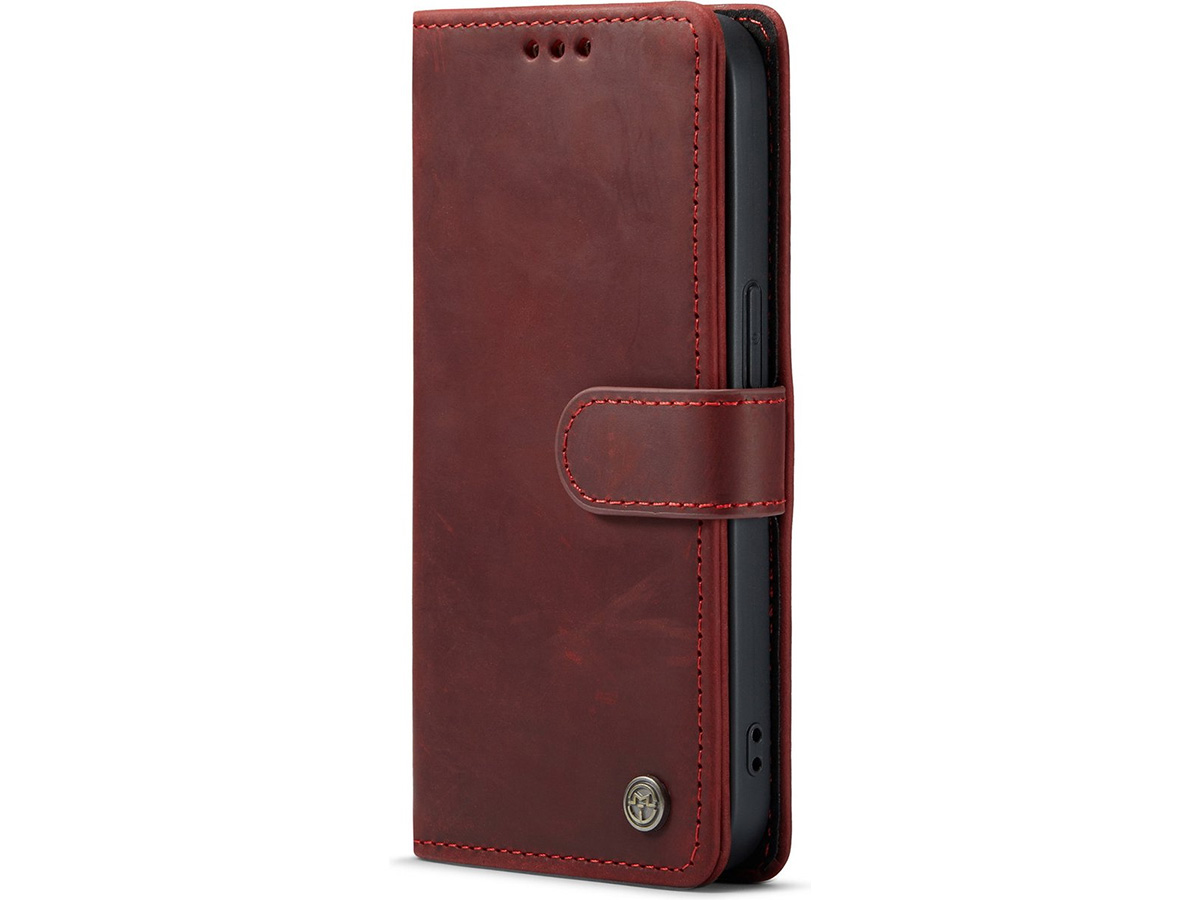 CaseMe Vintage Leather Case Rood - iPhone 14 Pro Max hoesje