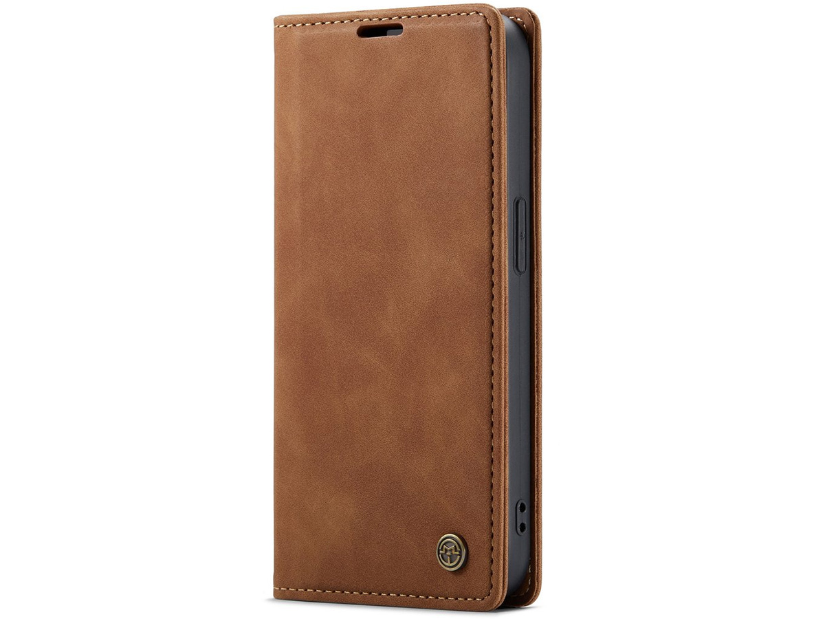 CaseMania Vintage Slim Bookcase Bruin - iPhone 14 Pro Max hoesje