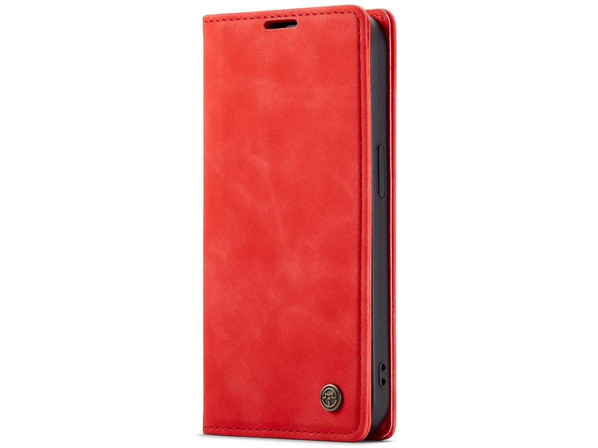 CaseMania Vintage Slim Bookcase Rood - iPhone 14 Pro Max hoesje