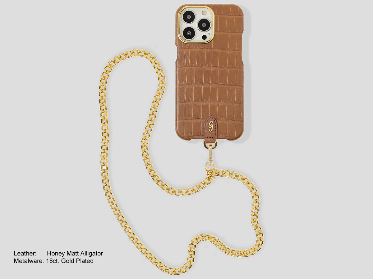 Gatti Pendaglio Alligator Case Honey Matt/Gold - iPhone 14 Pro Max hoesje