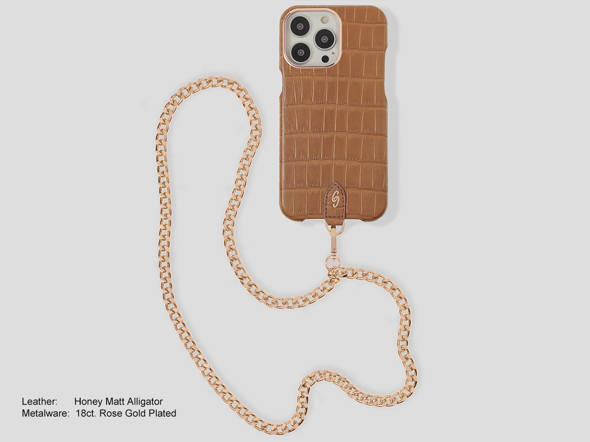 Gatti Pendaglio Alligator Case Intense Matt Black/Rose - iPhone 14 Pro Max hoesje