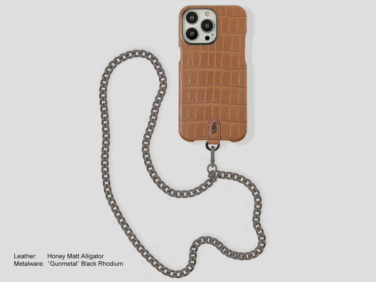 Gatti Pendaglio Alligator Case Honey Matt/Gunmetal - iPhone 14 Pro Max hoesje