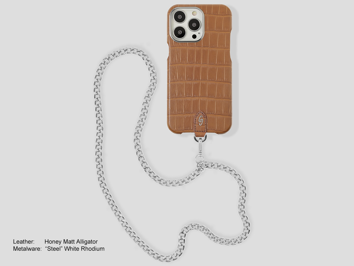 Gatti Pendaglio Alligator Case Intense Matt Black/Steel - iPhone 14 Pro Max hoesje