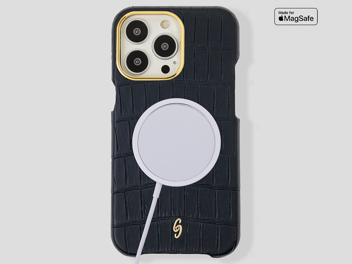 Gatti Classica Alligator Case Black Rubber/Gold - iPhone 14 Pro Max hoesje