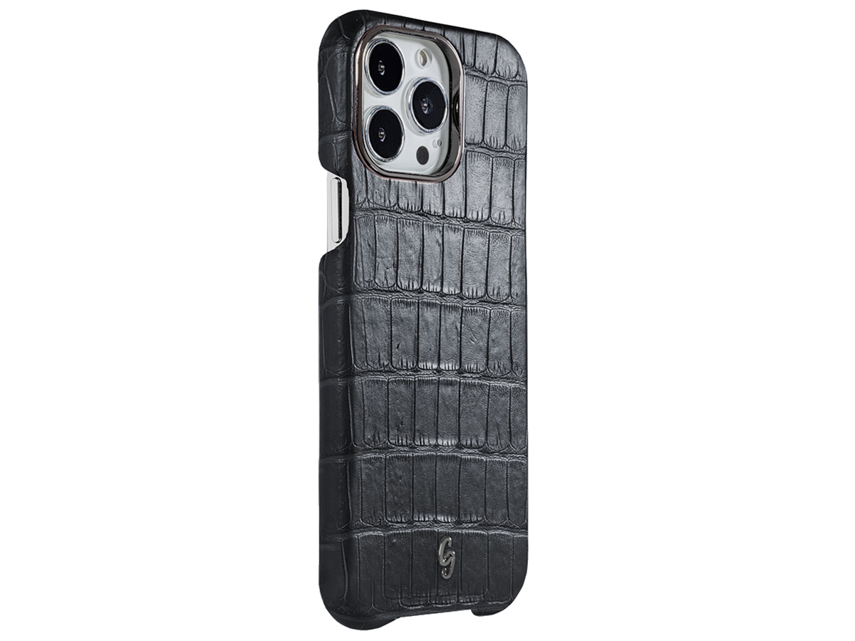 Gatti Classica Alligator Case Black Rubber/Gunmetal - iPhone 14 Pro Max hoesje