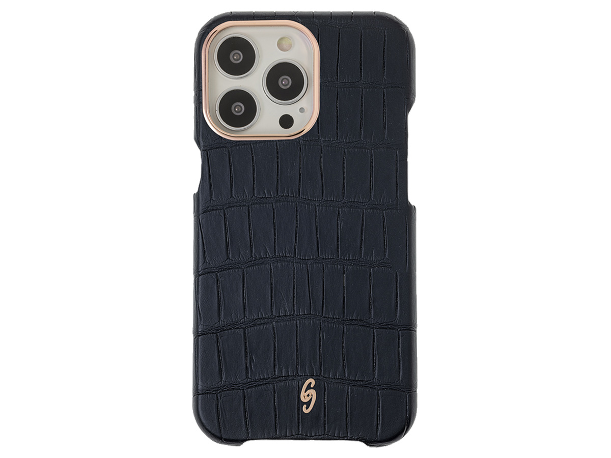 Gatti Classica Alligator Case Black Rubber/Rose Gold - iPhone 14 Pro Max hoesje