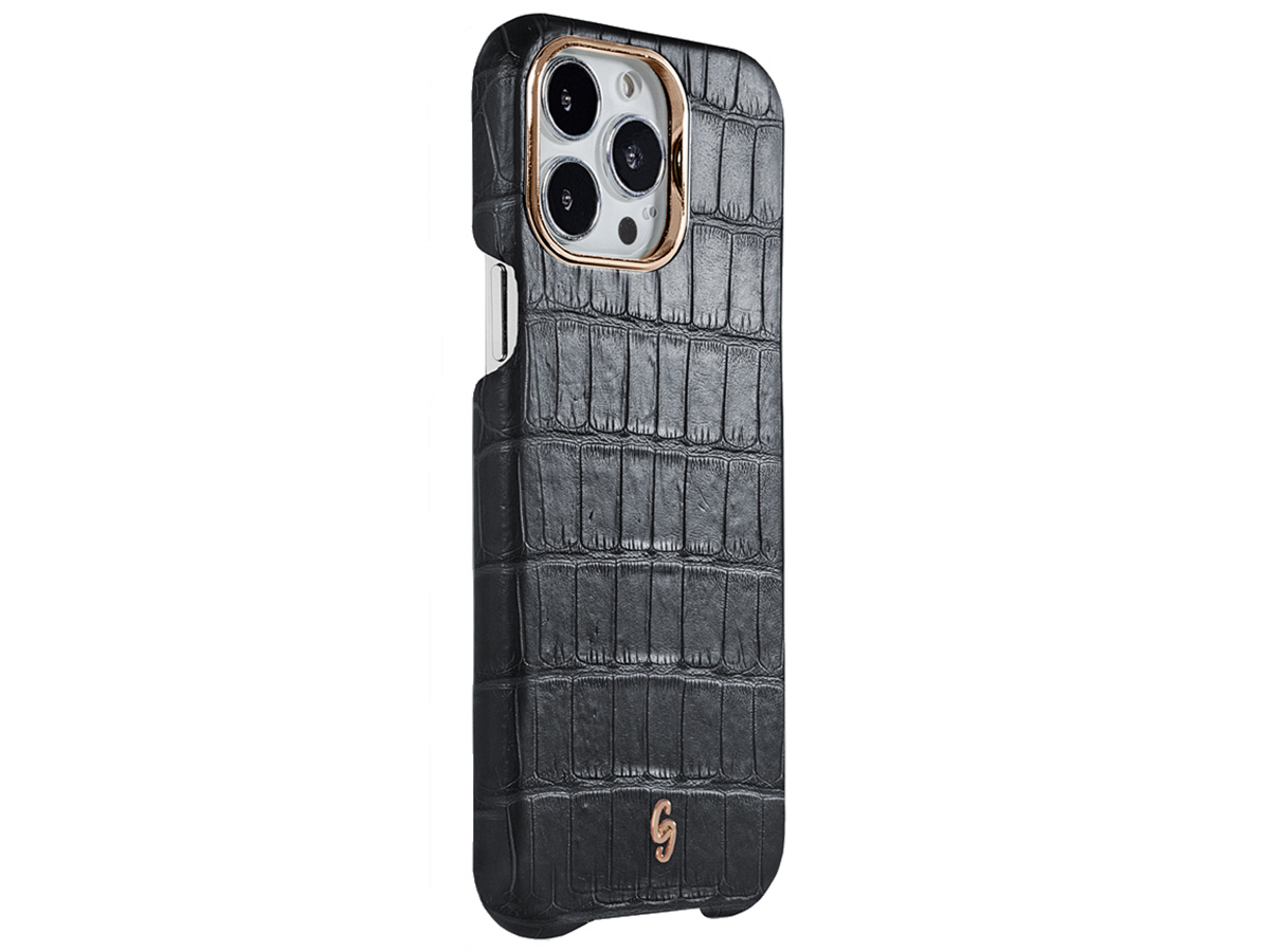 Gatti Classica Alligator Case Black Rubber/Rose Gold - iPhone 14 Pro Max hoesje