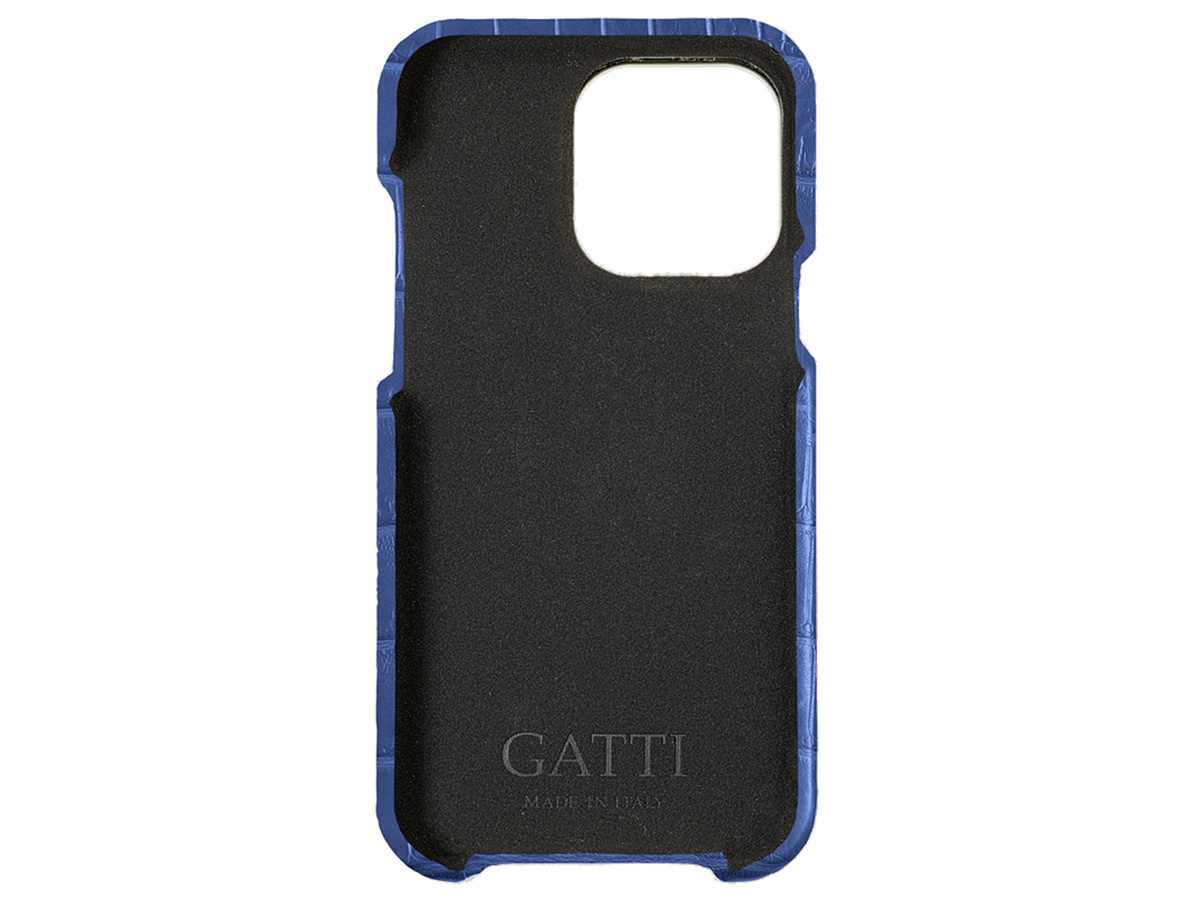 Gatti Classica Alligator Case Blue Gibilterra/Gold - iPhone 14 Pro Max hoesje