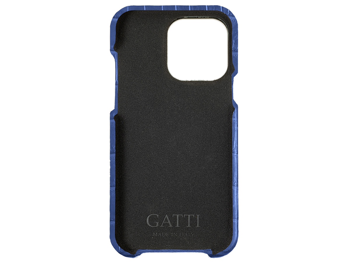 Gatti Classica Alligator Case Blue Gibilterra/Gunmetal - iPhone 14 Pro Max hoesje