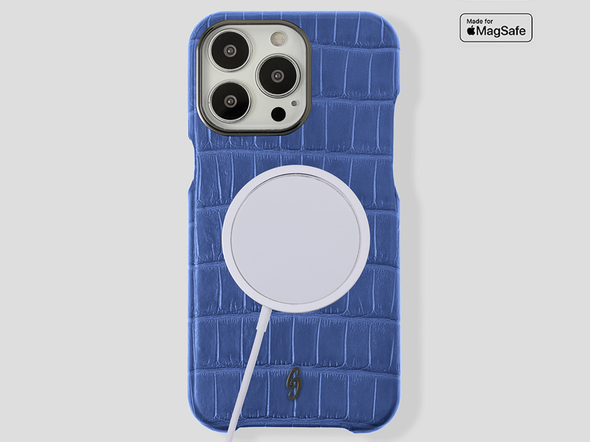 Gatti Classica Alligator Case Blue Gibilterra/Gunmetal - iPhone 14 Pro Max hoesje