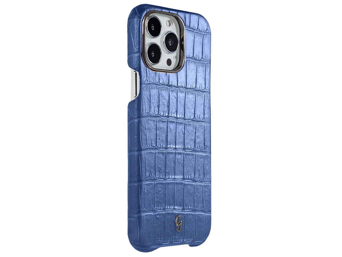 Gatti Classica Alligator Case Blue Gibilterra/Gunmetal - iPhone 14 Pro Max hoesje