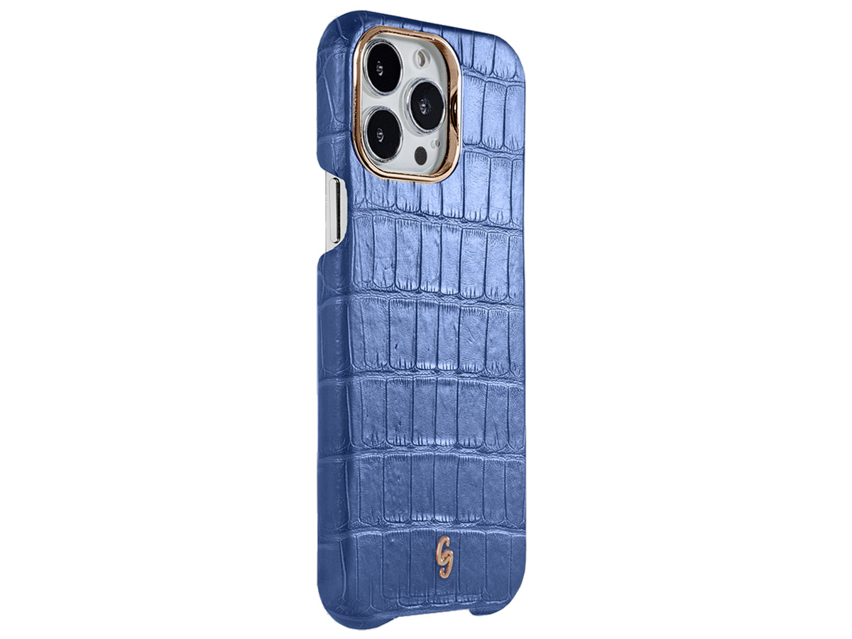 Gatti Classica Alligator Case Blue Gibilterra/Rose Gold - iPhone 14 Pro Max hoesje
