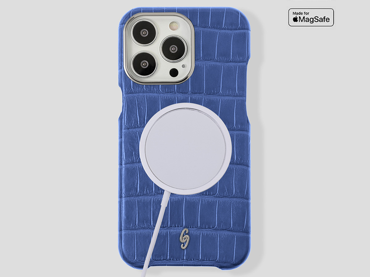 Gatti Classica Alligator Case Blue Gibilterra/Steel - iPhone 14 Pro Max hoesje