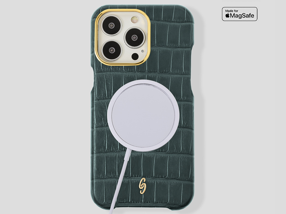 Gatti Classica Alligator Case Green Emerald/Gold - iPhone 14 Pro Max hoesje