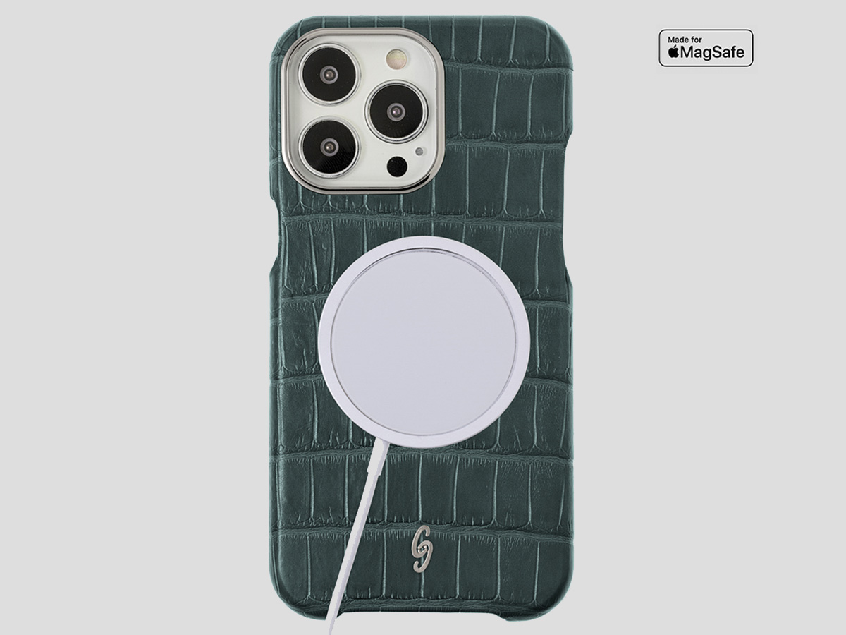 Gatti Classica Alligator Case Green Emerald/Steel - iPhone 14 Pro Max hoesje