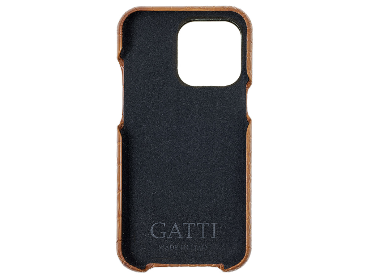 Gatti Classica Alligator Case Honey Matt/Gold- iPhone 14 Pro Max hoesje