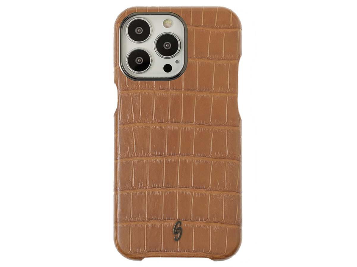Gatti Classica Alligator Case Honey Matt/Gunmetal- iPhone 14 Pro Max hoesje