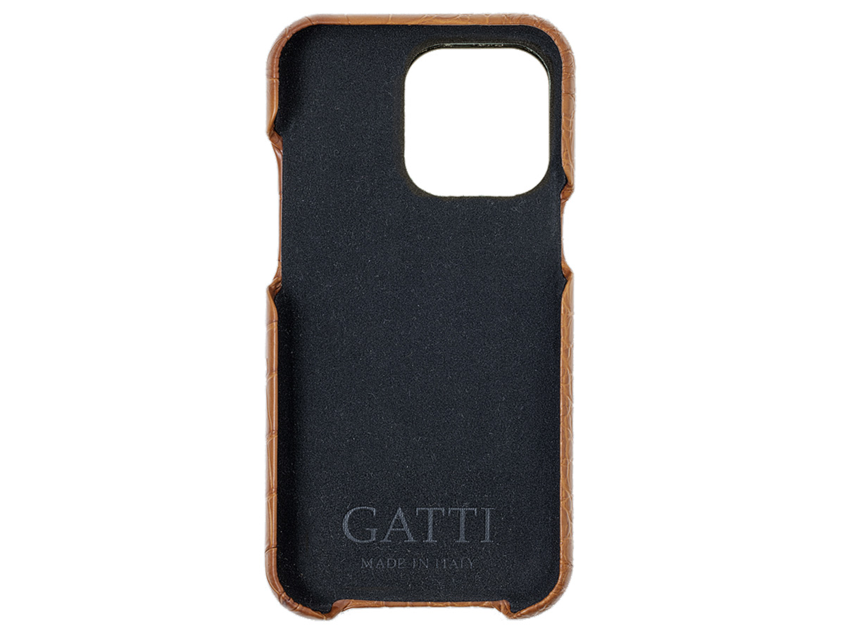 Gatti Classica Alligator Case Honey Matt/Gunmetal- iPhone 14 Pro Max hoesje