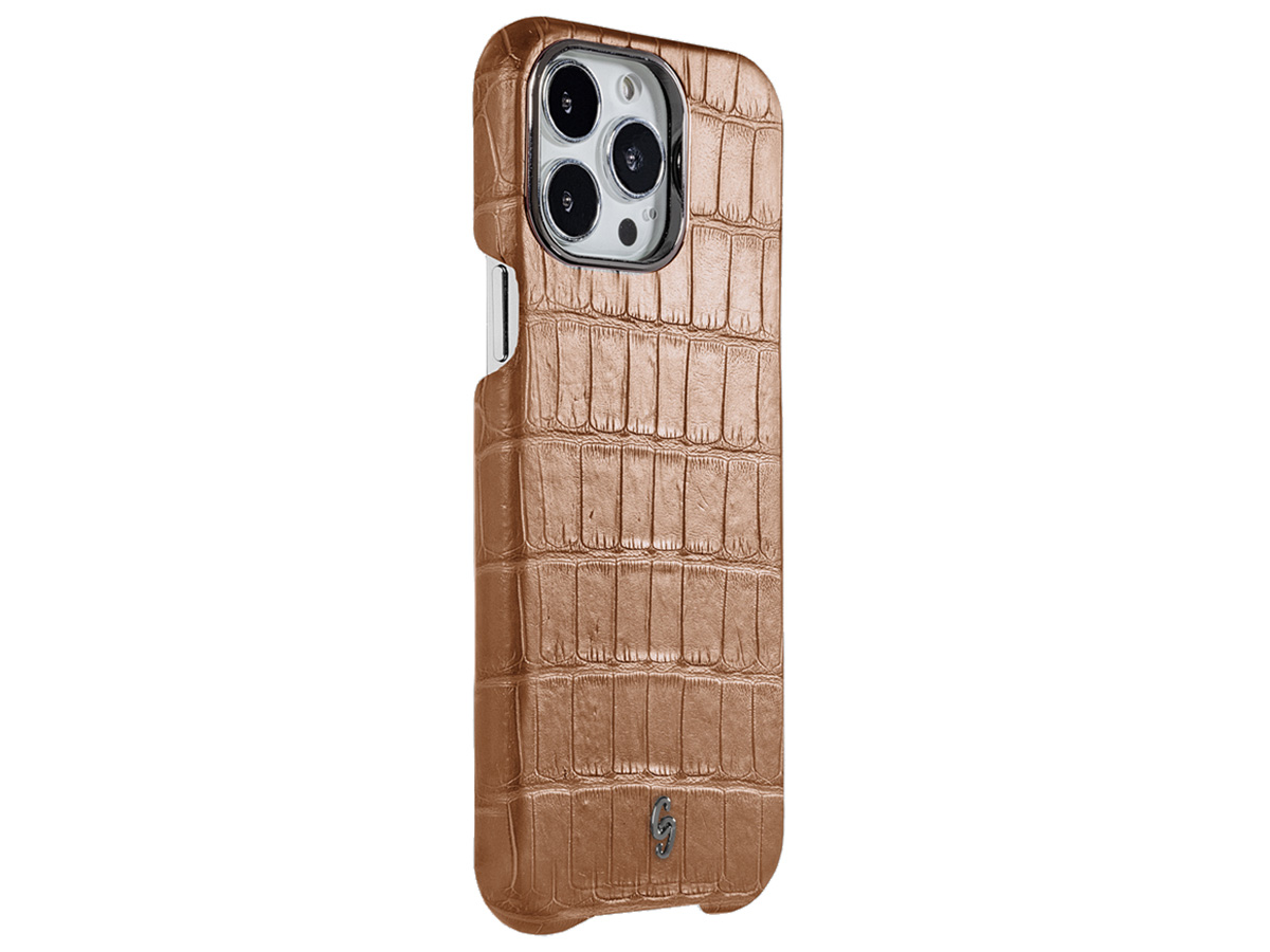 Gatti Classica Alligator Case Honey Matt/Gunmetal- iPhone 14 Pro Max hoesje