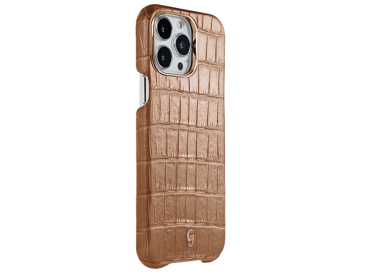 Gatti Classica Alligator Case Honey Matt/Rose Gold- iPhone 14 Pro Max hoesje