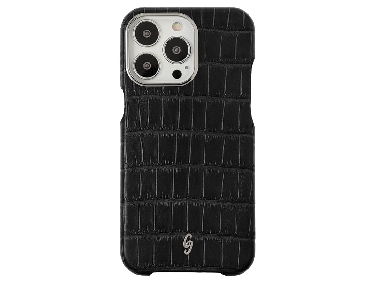 Gatti Classica Alligator Case Intense Matt Black/Steel - iPhone 14 Pro Max hoesje