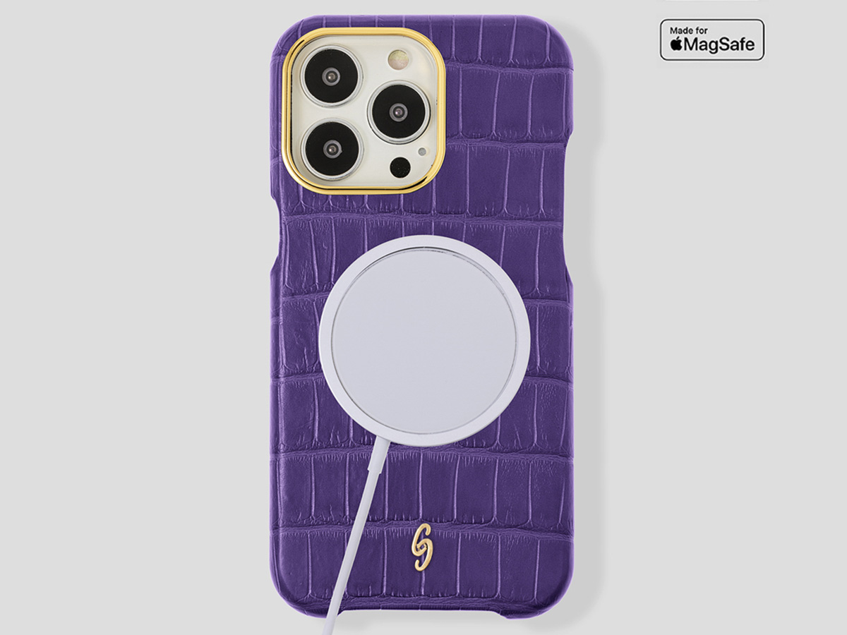 Gatti Classica Alligator Case Mauve Purple/Gold - iPhone 14 Pro Max hoesje