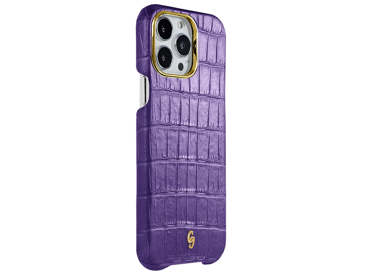 Gatti Classica Alligator Case Mauve Purple/Gold - iPhone 14 Pro Max hoesje