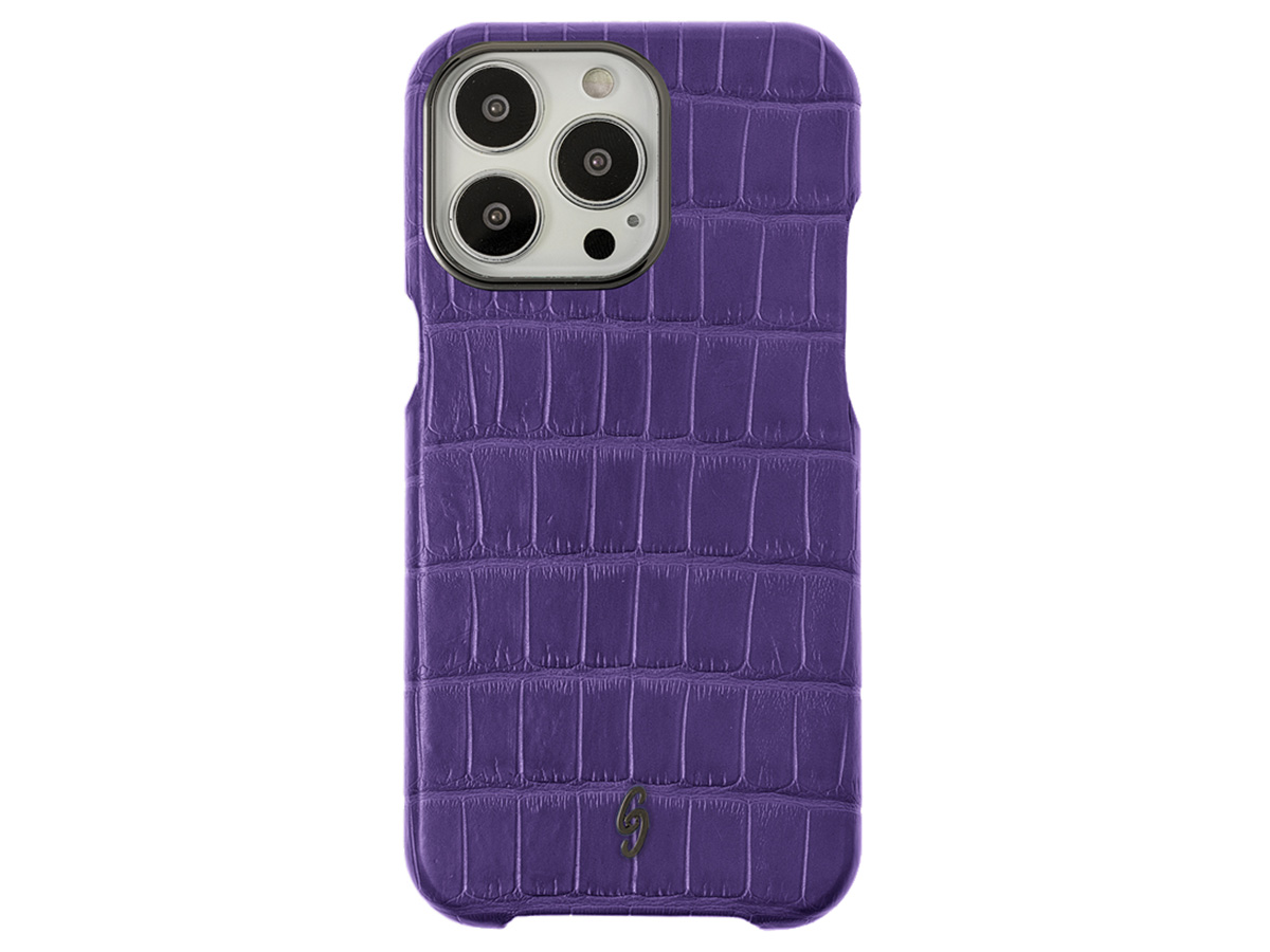 Gatti Classica Alligator Case Mauve Purple/Gunmetal - iPhone 14 Pro Max hoesje