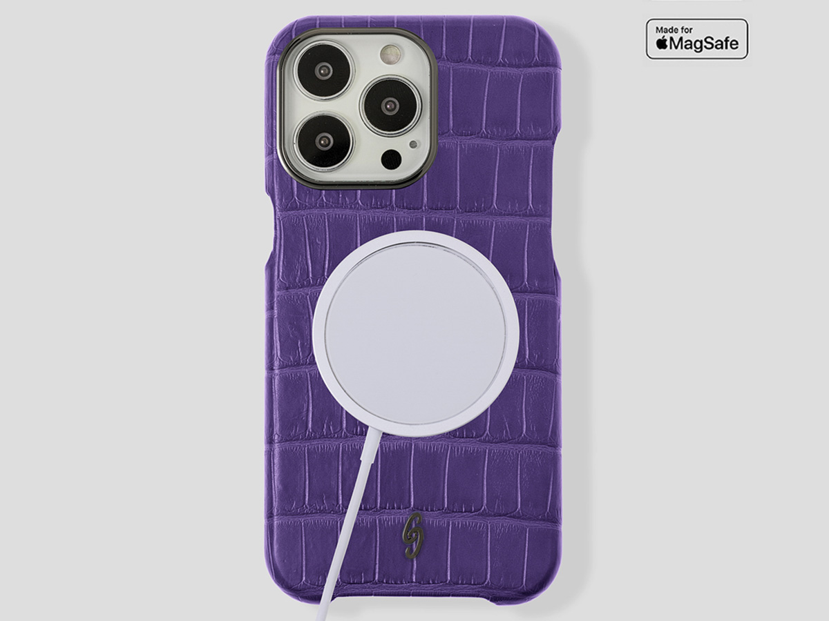 Gatti Classica Alligator Case Mauve Purple/Gunmetal - iPhone 14 Pro Max hoesje