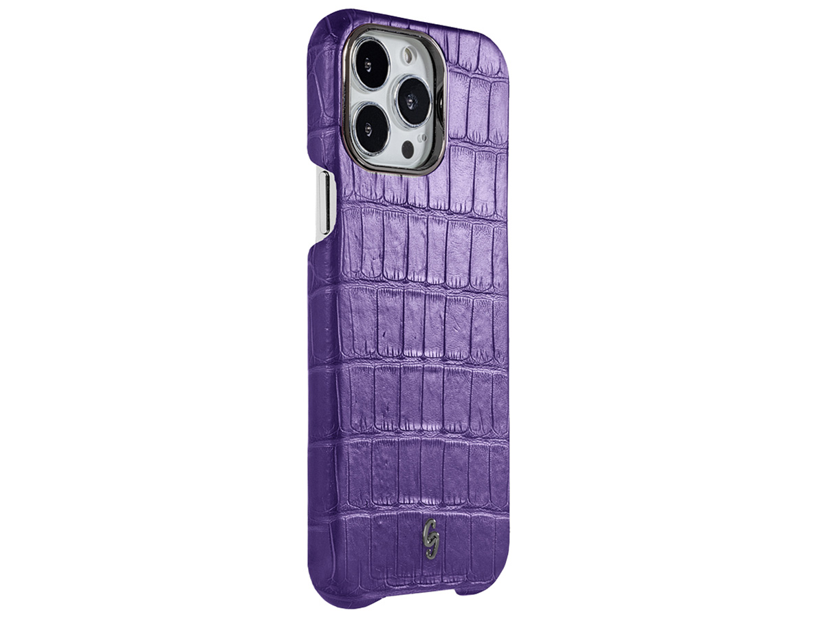 Gatti Classica Alligator Case Mauve Purple/Gunmetal - iPhone 14 Pro Max hoesje