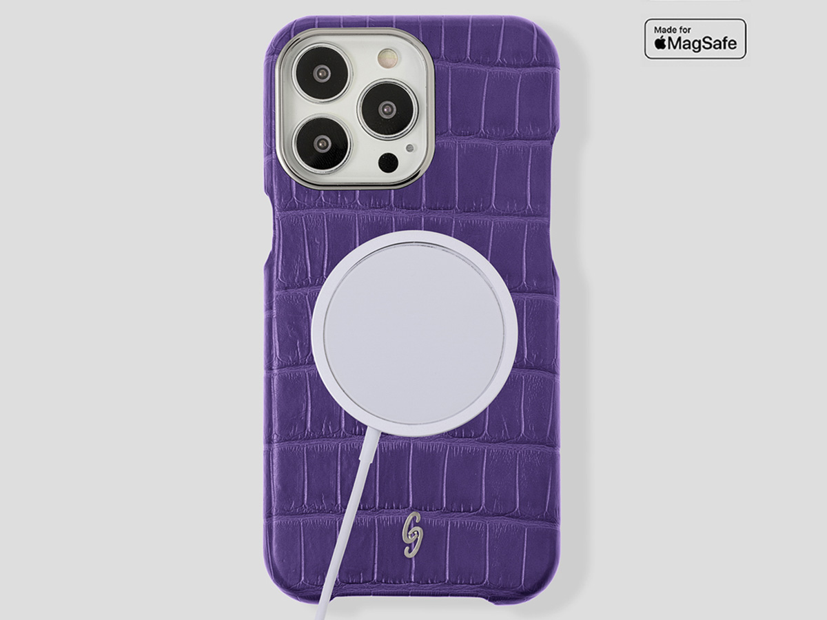 Gatti Classica Alligator Case Mauve Purple/Steel - iPhone 14 Pro Max hoesje