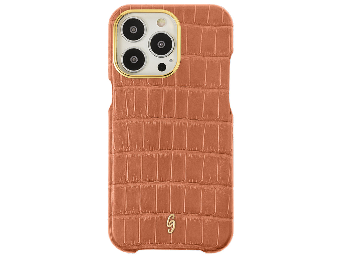 Gatti Classica Alligator Case Orange Ermes/Gold - iPhone 14 Pro Max hoesje