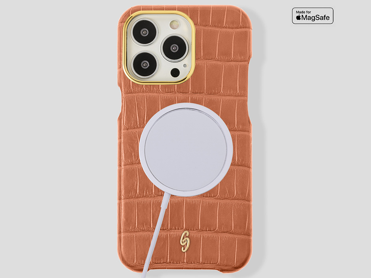 Gatti Classica Alligator Case Orange Ermes/Gold - iPhone 14 Pro Max hoesje